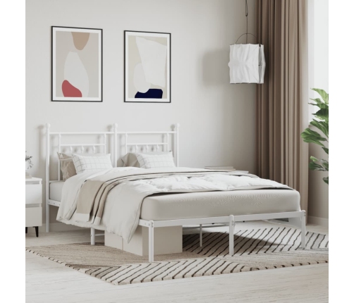 Estructura cama sin colchón con cabecero metal blanco 140x200cm