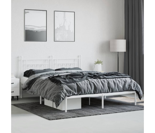 Estructura cama sin colchón con cabecero metal blanco 183x213cm