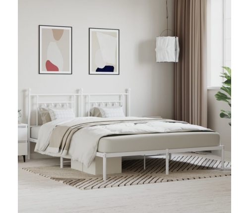 Estructura cama sin colchón con cabecero metal blanco 183x213cm