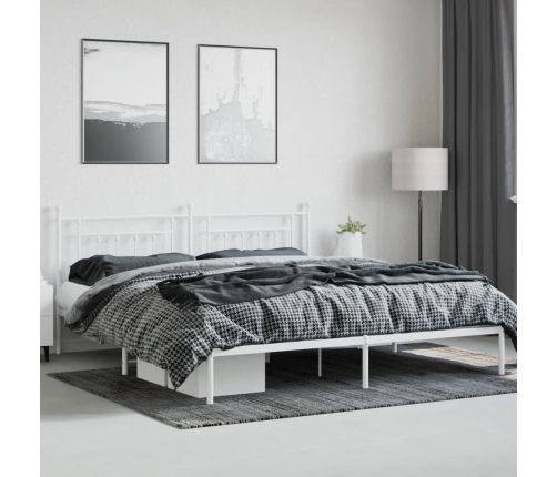 Estructura cama sin colchón con cabecero metal blanco 193x203cm