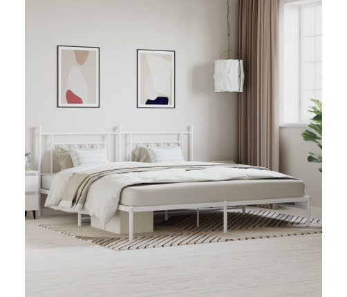 Estructura cama sin colchón con cabecero metal blanco 193x203cm