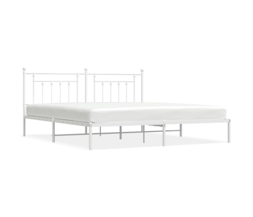 Estructura cama sin colchón con cabecero metal blanco 200x200cm