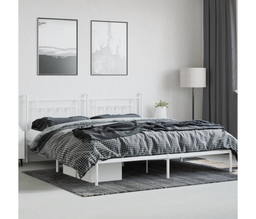 Estructura cama sin colchón con cabecero metal blanco 200x200cm