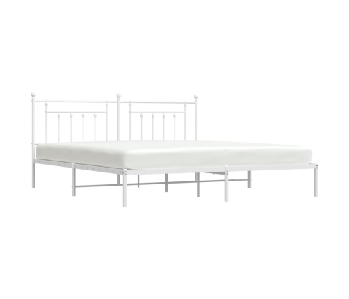 Estructura cama sin colchón con cabecero metal blanco 200x200cm