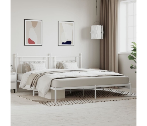 Estructura cama sin colchón con cabecero metal blanco 200x200cm