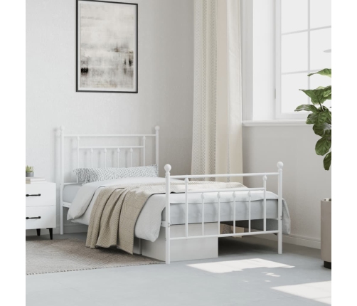 Estructura cama sin colchón con estribo metal blanco 100x190 cm