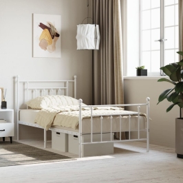 Estructura cama sin colchón con estribo metal blanco 100x190 cm