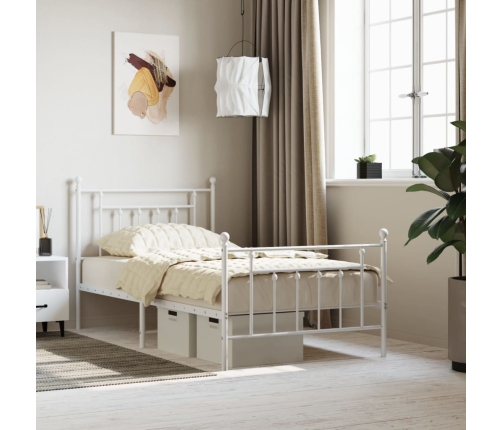 Estructura cama sin colchón con estribo metal blanco 100x190 cm