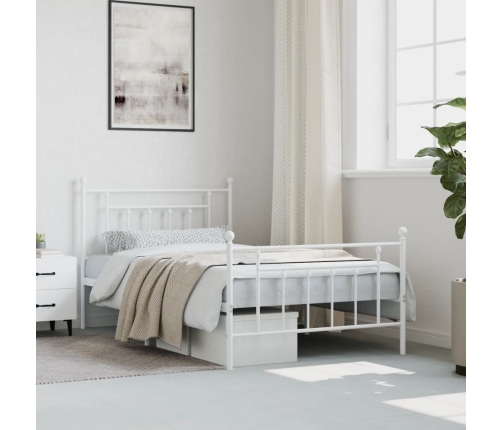 Estructura cama sin colchón con estribo metal blanco 107x203 cm