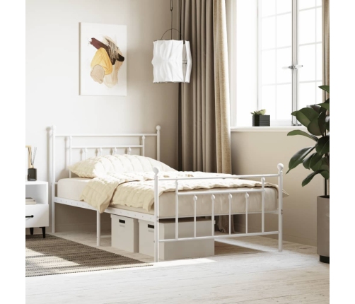 Estructura cama sin colchón con estribo metal blanco 107x203 cm