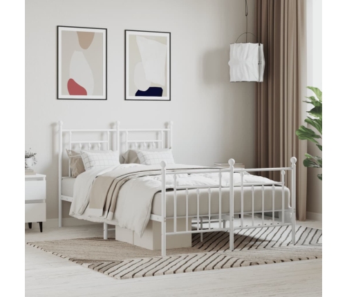Estructura cama sin colchón con estribo metal blanco 120x190 cm