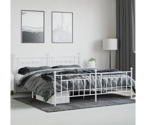 Estructura cama sin colchón con estribo metal blanco 193x203 cm