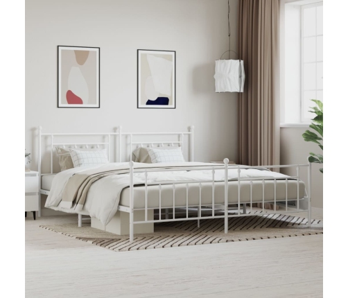 Estructura cama sin colchón con estribo metal blanco 193x203 cm