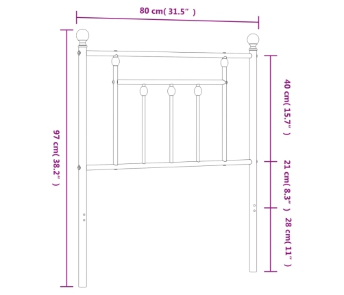 Cabecero de metal blanco 75 cm