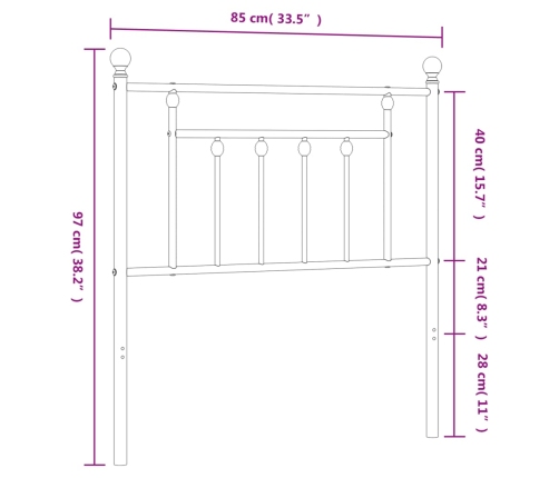 Cabecero de metal blanco 80 cm