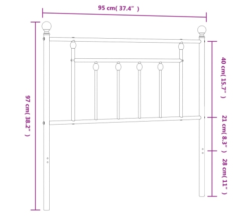 Cabecero de metal blanco 90 cm