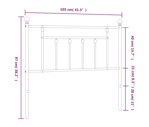 Cabecero de metal blanco 100 cm