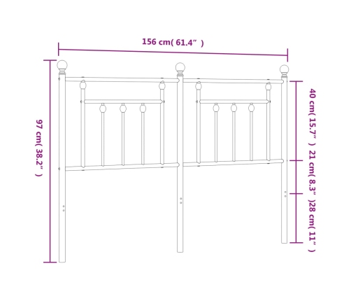 Cabecero de metal blanco 150 cm