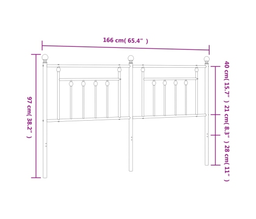 Cabecero de metal blanco 160 cm