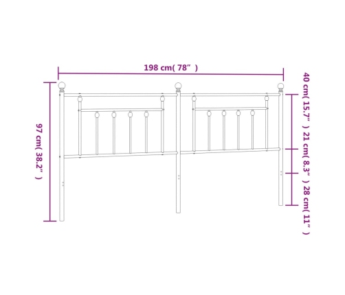 Cabecero de metal blanco 193 cm