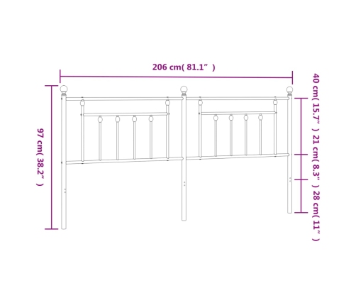 Cabecero de metal blanco 200 cm