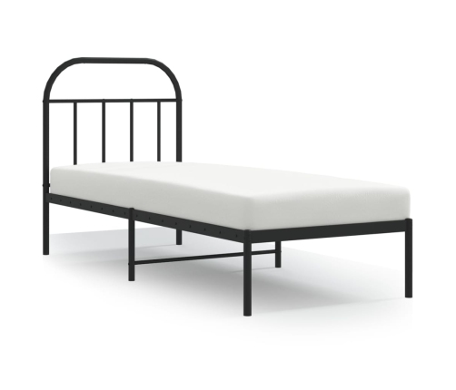 Estructura cama sin colchón con cabecero metal negro 75x190 cm