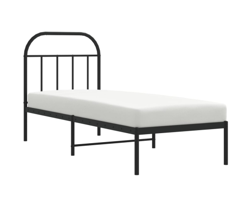 Estructura cama sin colchón con cabecero metal negro 75x190 cm