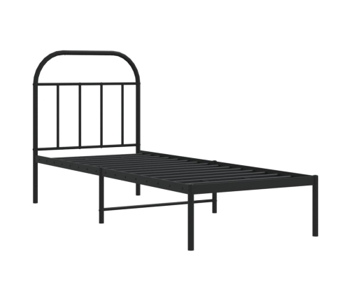 Estructura cama sin colchón con cabecero metal negro 75x190 cm