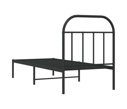 Estructura cama sin colchón con cabecero metal negro 75x190 cm