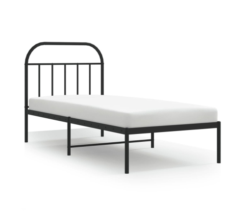 Estructura cama sin colchón con cabecero metal negro 80x200 cm