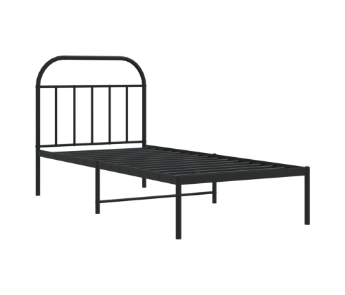 Estructura cama sin colchón con cabecero metal negro 80x200 cm