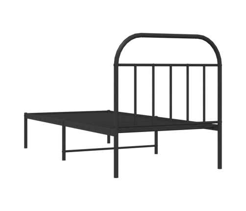 Estructura cama sin colchón con cabecero metal negro 80x200 cm