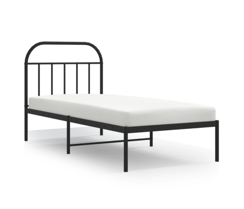 Estructura cama sin colchón con cabecero metal negro 90x200 cm