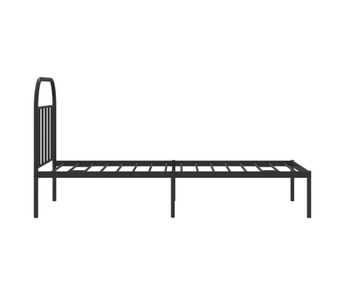 Estructura cama sin colchón con cabecero metal negro 90x200 cm