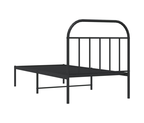 Estructura cama sin colchón con cabecero metal negro 90x200 cm