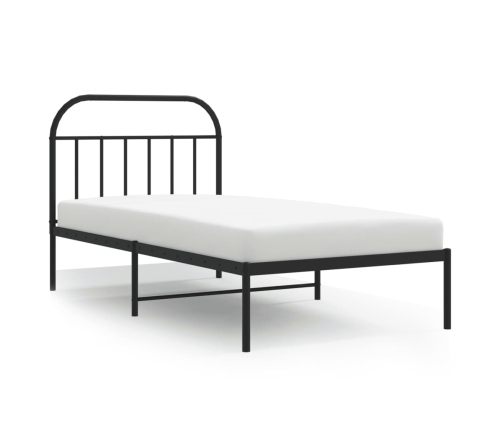 Estructura cama sin colchón con cabecero metal negro 100x190 cm