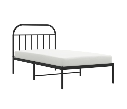 Estructura cama sin colchón con cabecero metal negro 100x190 cm