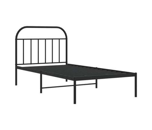 Estructura cama sin colchón con cabecero metal negro 100x190 cm