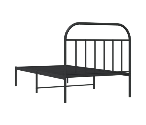 Estructura cama sin colchón con cabecero metal negro 100x190 cm