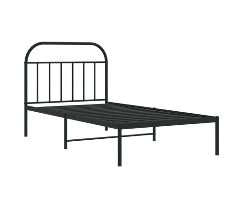 Estructura cama sin colchón con cabecero metal negro 100x200 cm