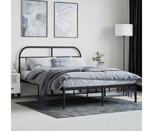 Estructura cama sin colchón con cabecero metal negro 140x200 cm