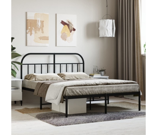 Estructura cama sin colchón con cabecero metal negro 140x200 cm