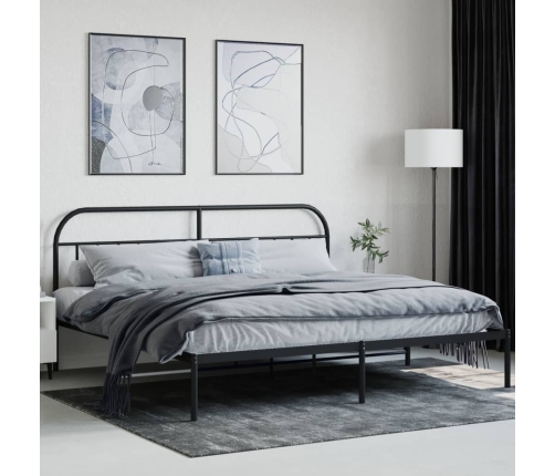 Estructura cama sin colchón con cabecero metal negro 193x203 cm