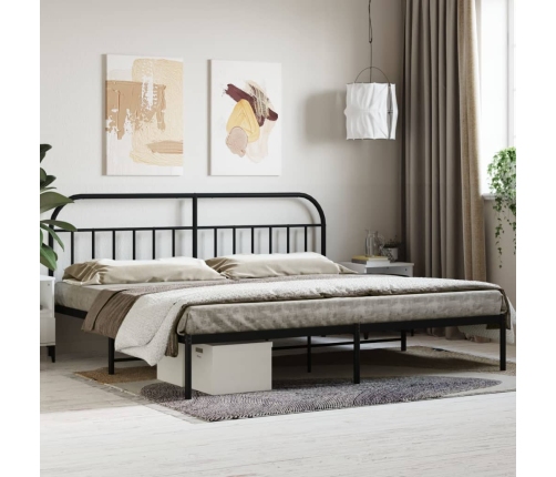 Estructura cama sin colchón con cabecero metal negro 193x203 cm