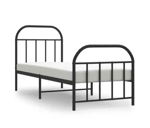 Estructura cama sin colchón con estribo metal negro 75x190 cm