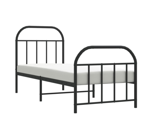 Estructura cama sin colchón con estribo metal negro 75x190 cm