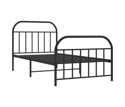 Estructura cama sin colchón con estribo metal negro 100x190 cm