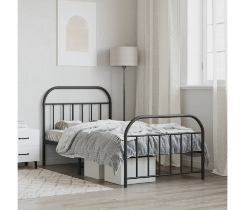 Estructura cama sin colchón con estribo metal negro 100x200 cm