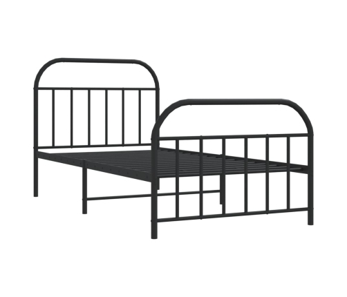 Estructura cama sin colchón con estribo metal negro 100x200 cm