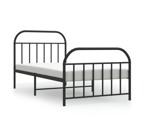 Estructura cama sin colchón con estribo metal negro 107x203 cm